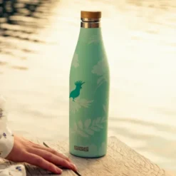 Thermosflasche 0,5 l MERIDIAN Edelstahl, Birds Vögel grün
