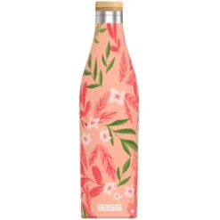 Thermosflasche 0,5 l MERIDIAN Edelstahl, Flowers Blumen rosa