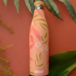 Thermosflasche 0,5 l MERIDIAN Edelstahl, Flowers Blumen rosa