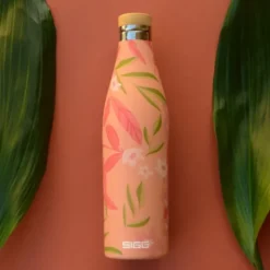 Thermosflasche 0,5 l MERIDIAN Edelstahl, Flowers Blumen rosa