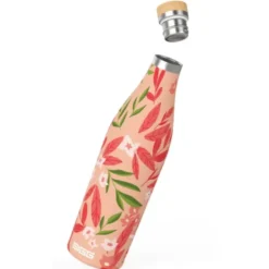 Thermosflasche 0,5 l MERIDIAN Edelstahl, Flowers Blumen rosa