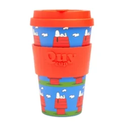 To Go Becher Peanuts blau - Motiv Snoopy auf Hundehütte