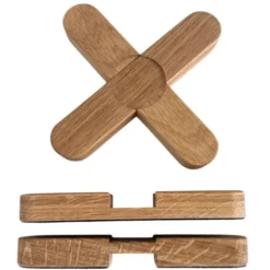 Topfuntersetzer aus Holz im 2er-Set – Servierunterlage kreuzförmig mit Magnetverbindung