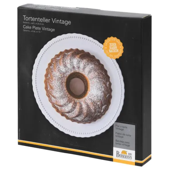 Tortenteller VINTAGE 25 cm Keramik weiß
