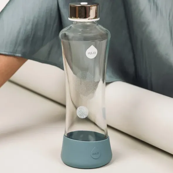 Trinkflasche aus Glas - METALLIC silber, 550 ml