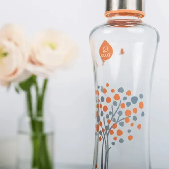 Trinkflasche aus Glas - PRINT 550 ml - Peach Tree