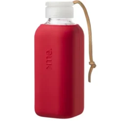 Trinkflasche Glas/Silikonhülle 0,6 l, fire red (rot)