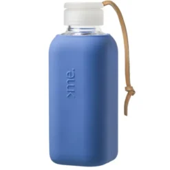 Trinkflasche Glas/Silikonhülle 0,6 l, true blue (blau)