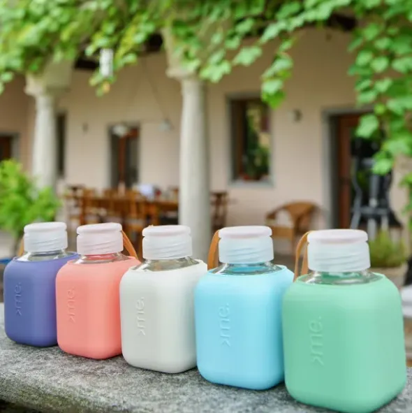 Trinkflasche Glas/Silikonhülle 0,37 l - cantaloupe melone