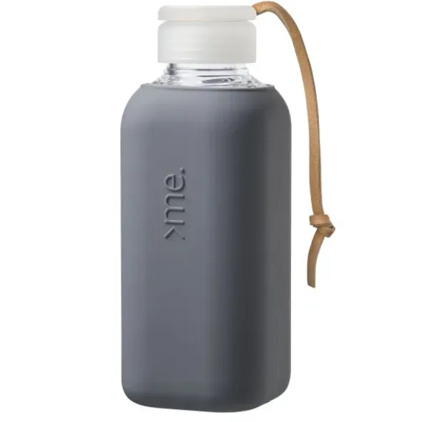 Trinkflasche Glas/Silikonhülle 0,6 l, anthra (dunkelgrau)