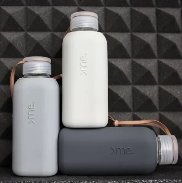 Trinkflasche Glas/Silikonhülle 0,6 l, anthra (dunkelgrau)