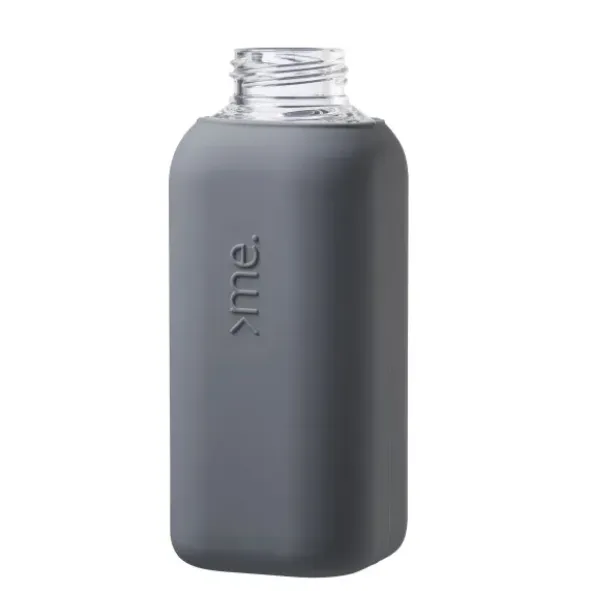 Trinkflasche Glas/Silikonhülle 0,6 l, anthra (dunkelgrau)