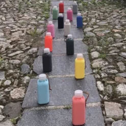 Trinkflasche Glas/Silikonhülle 0,6 l, anthra (dunkelgrau)