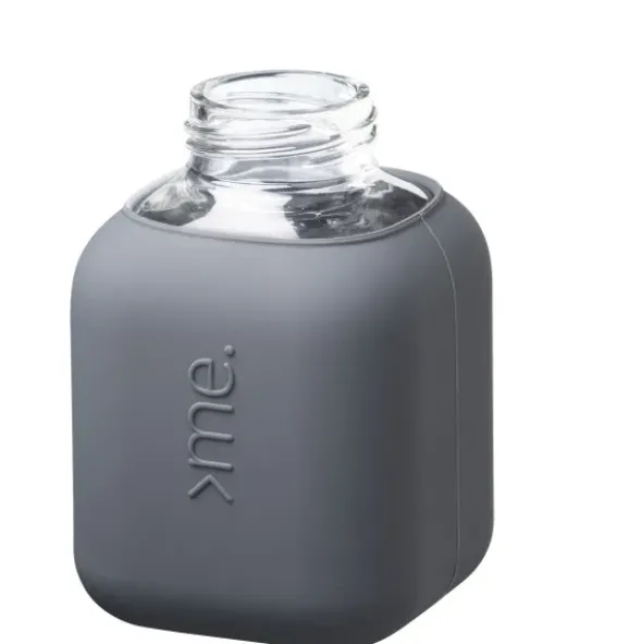 Trinkflasche Glas/Silikonhülle 0,37 l - anthra dunkelgrau