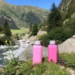 Trinkflasche Glas/Silikonhülle 0,6 l, raspberry pink (dunkelrosa)