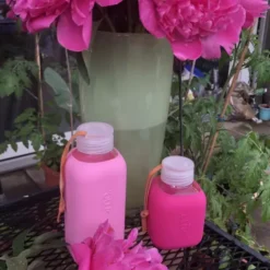 Trinkflasche Glas/Silikonhülle 0,37 l - glam pink