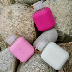 Trinkflasche Glas/Silikonhülle 0,37 l - glam pink