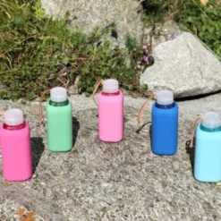 Trinkflasche Glas/Silikonhülle 0,6 l, powder pink (hellrosa)