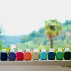 Trinkflasche Glas/Silikonhülle 0,37 l - Pine dunkelgrün