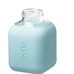 Trinkflasche Glas/Silikonhülle 0,37 l - surf blue hellblau
