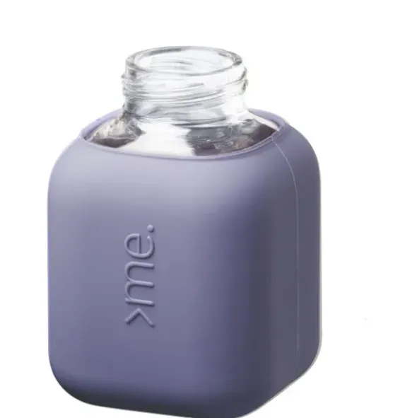 Trinkflasche Glas/Silikonhülle 0,37 l - blau puderblau
