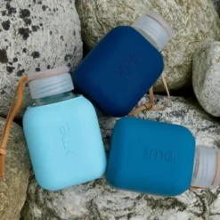 Trinkflasche Glas/Silikonhülle 0,37 l - navy dunkelblau