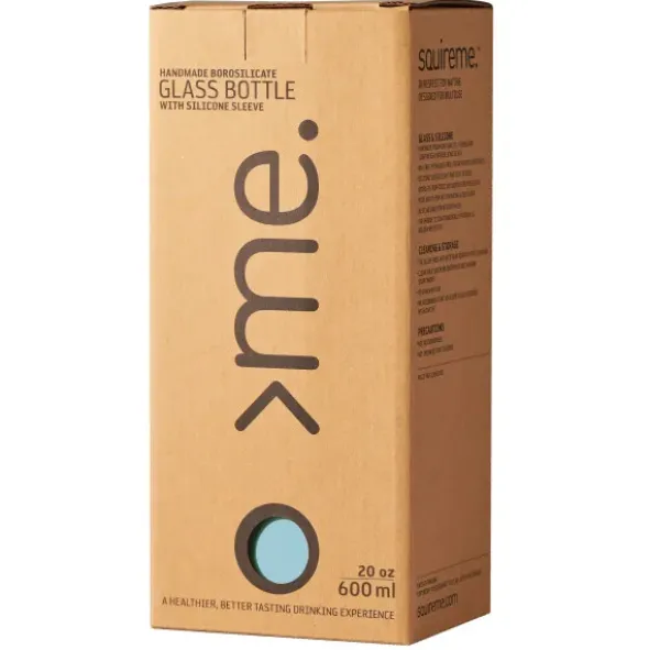 Trinkflasche Glas/Silikonhülle 0,6 l, surf blue (hellblau)