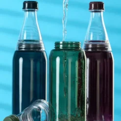 Trinkflasche 0,7 l rot Kunststoff mit Schraubverschluss + 2 Öffnungen