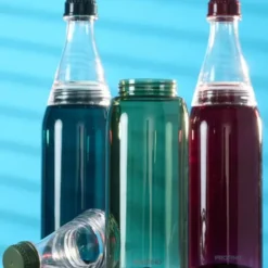 Trinkflasche 0,7 l rot Kunststoff mit Schraubverschluss + 2 Öffnungen