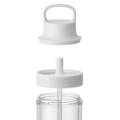 Trinkflasche mit Strohhalm 480 ml doppelwandig, dunkelgrau
