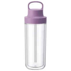 Trinkflasche mit Strohhalm 480 ml doppelwandig, lila