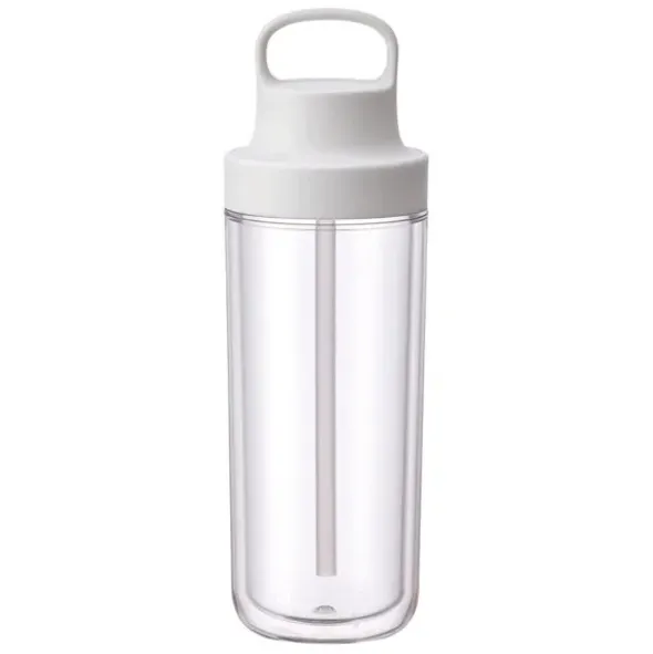 Trinkflasche mit Strohhalm 480 ml doppelwandig, weiß