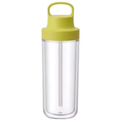 Trinkflasche mit Strohhalm 480 ml doppelwandig, gelb