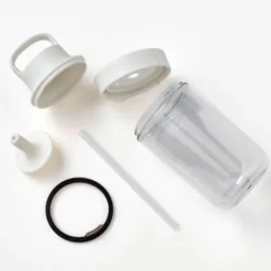 Trinkflasche mit Strohhalm 480 ml doppelwandig, gelb