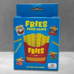 Tütenclip / Klammer Pommes Frites, 12 Stück mit magnetischer Box
