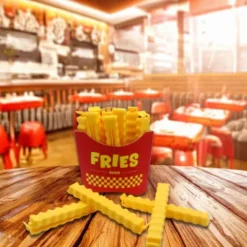 Tütenclip / Klammer Pommes Frites, 12 Stück mit magnetischer Box