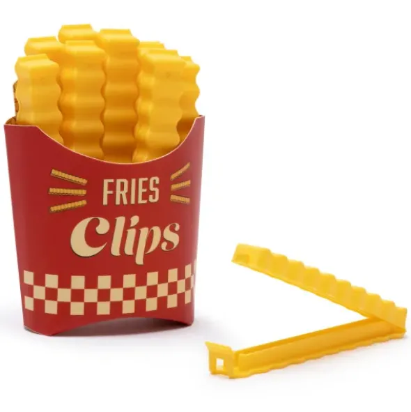 Tütenclip / Klammer Pommes, 12 Stück in magnetischer Box