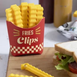Tütenclip / Klammer Pommes, 12 Stück in magnetischer Box