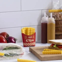 Tütenclip / Klammer Pommes, 12 Stück in magnetischer Box