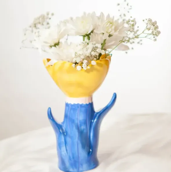Vase Blume gelb - Bloom, Größe L