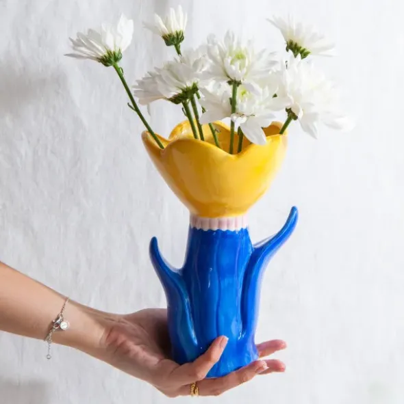 Vase Blume gelb - Bloom, Größe L