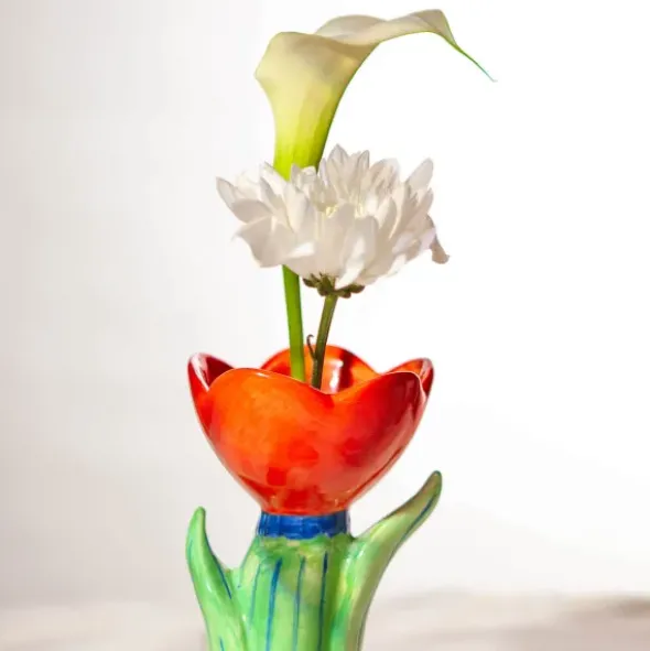 Vase Blume rot - Bloom, Größe S