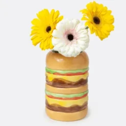 Vase Burger aus Keramik – bunte Deko Vase in Hamburger-Optik 18 cm