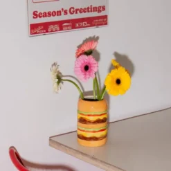 Vase Burger aus Keramik – bunte Deko Vase in Hamburger-Optik 18 cm