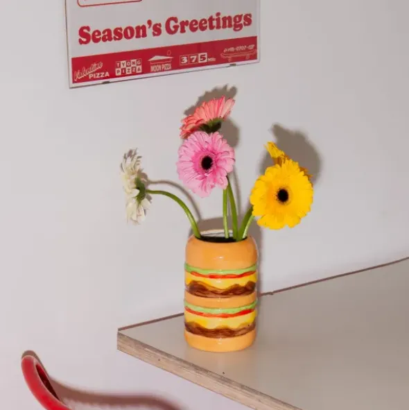 Vase Burger aus Keramik – bunte Deko Vase in Hamburger-Optik 18 cm