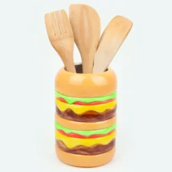 Vase Burger aus Keramik – bunte Deko Vase in Hamburger-Optik 18 cm