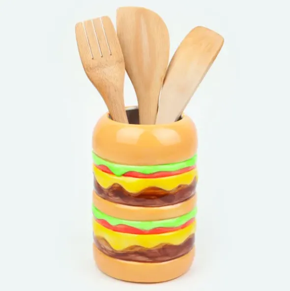 Vase Burger aus Keramik – bunte Deko Vase in Hamburger-Optik 18 cm