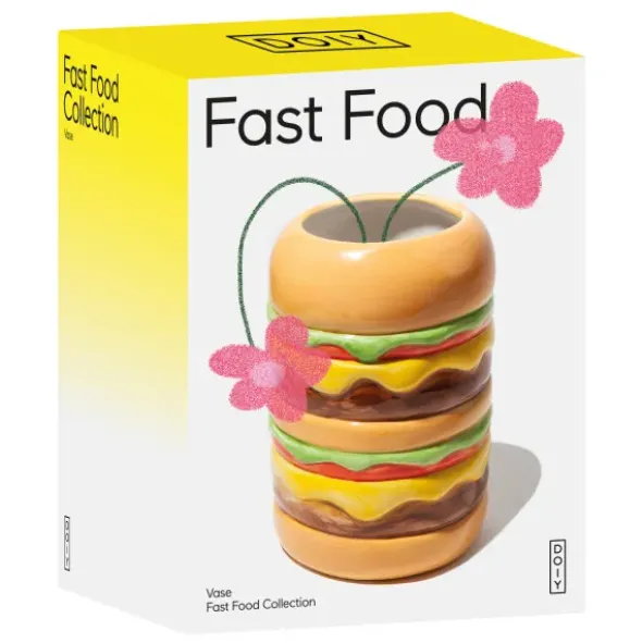 Vase Burger aus Keramik – bunte Deko Vase in Hamburger-Optik 18 cm