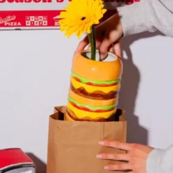 Vase Burger aus Keramik – bunte Deko Vase in Hamburger-Optik 18 cm