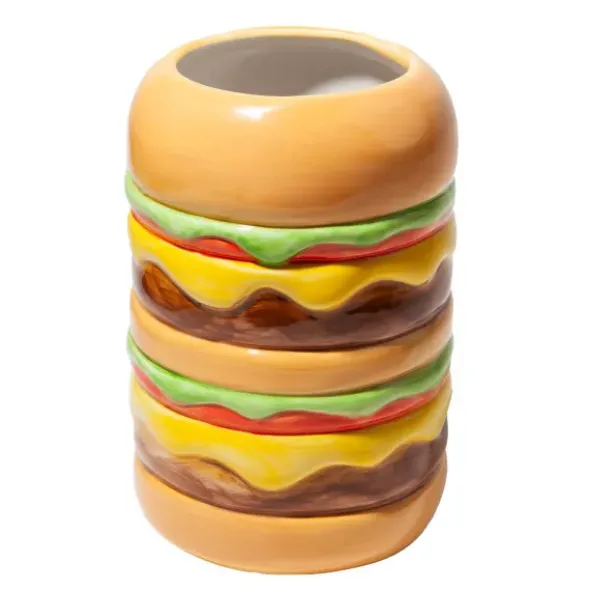 Vase Burger aus Keramik – bunte Deko Vase in Hamburger-Optik 18 cm